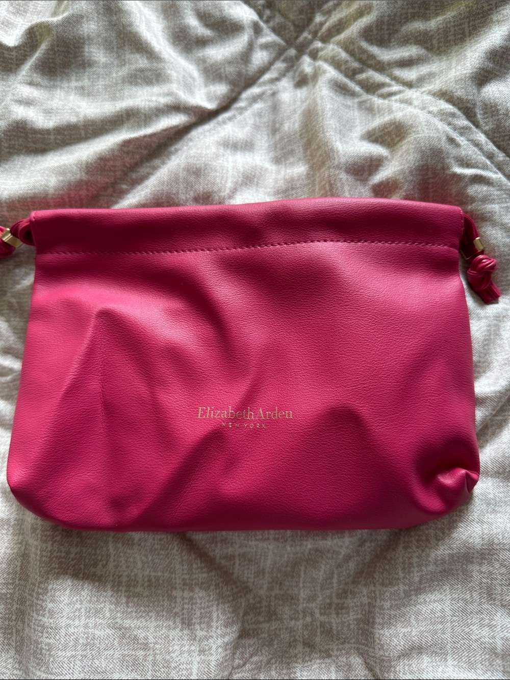 Elizabeth Arden Bright Pink Cosmetic Pouch with Gold Logo